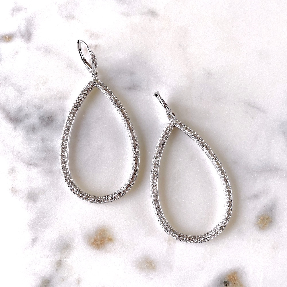 NWOT Silver and Crystal Drop Earrings
